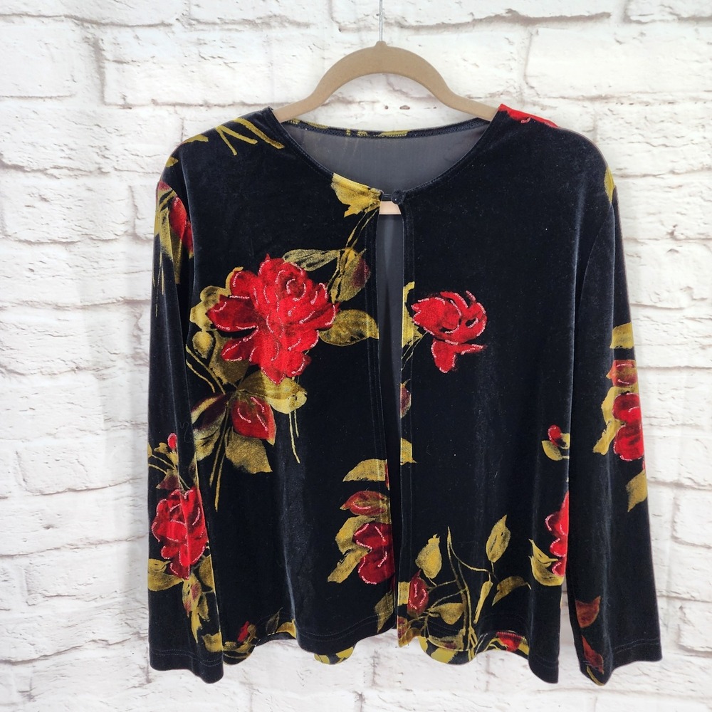 Vintage Velvet Cardigan Whimsigoth Dark Romance Size 10 Rose Vamp Glam Cottage